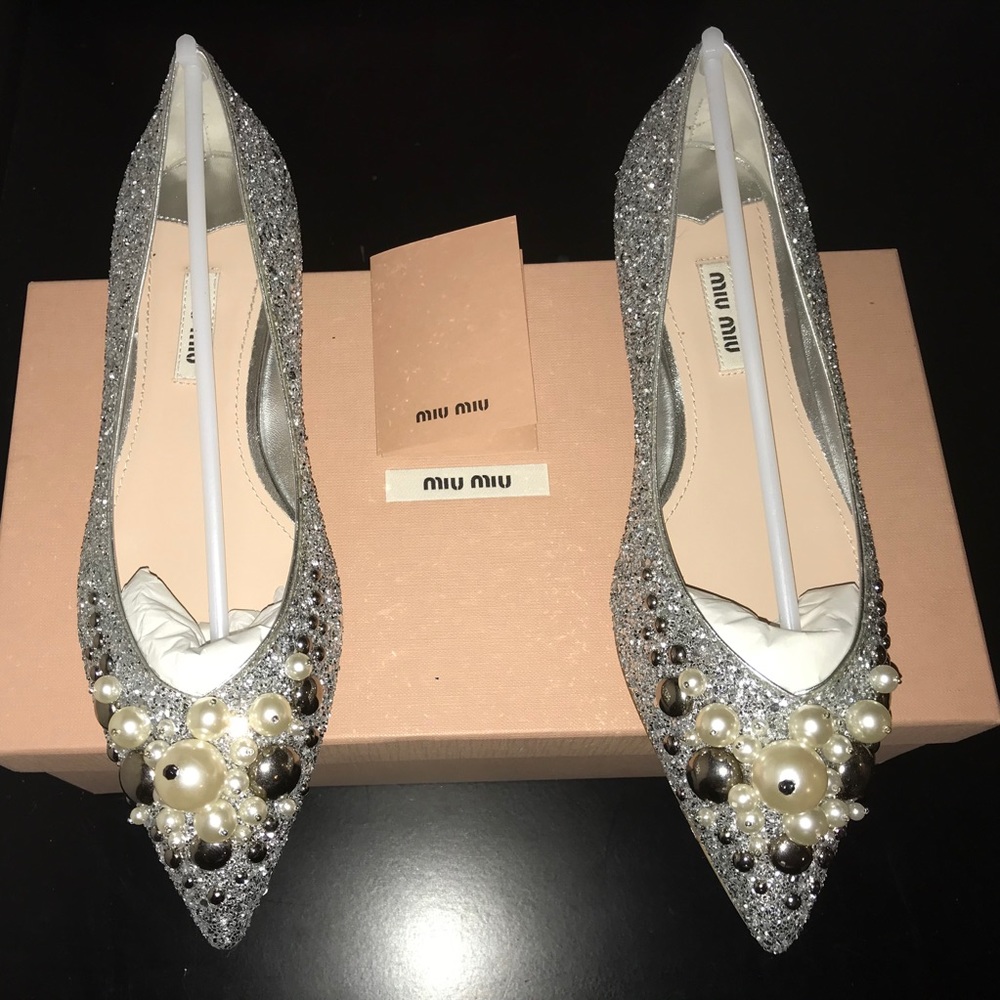 Miu Miu Glitter Embellished 10mm Skimmer